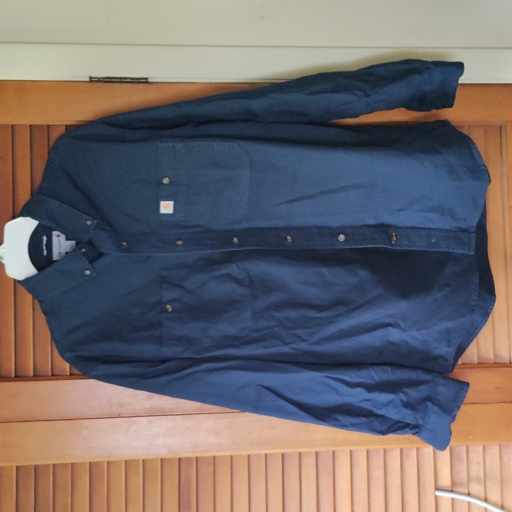 Carhartt men's size medium relaxed fit navy blue button-down shirt